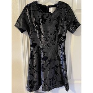 J By JOA Dress Size S Blue Sequin Felt Midi Formal Cocktail Elegant Velvet New